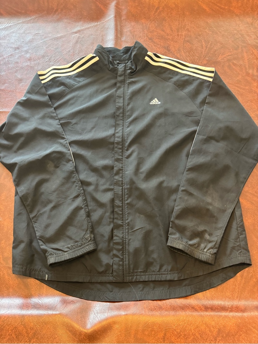 adidas Black Windbreaker Jacket with White Shoulder Stripes